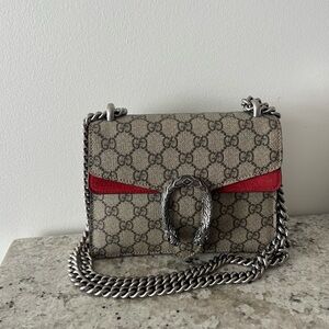 Gucci Dionysus Supreme Mini Bag Red Suede